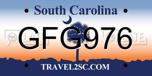 GFG976 South Carolina License Plate