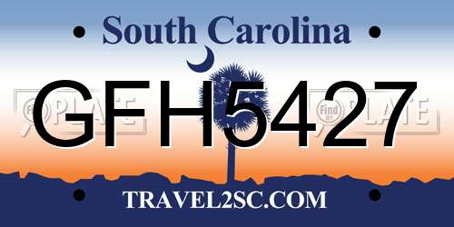 GFH5427 South Carolina License Plate