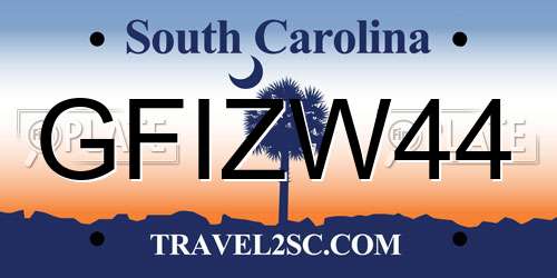GFIZW44 South Carolina License Plate