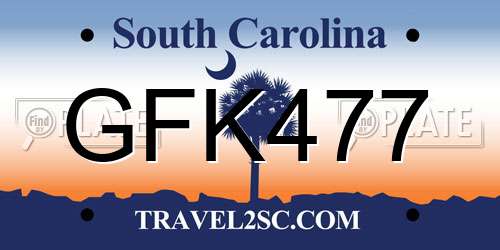 GFK477 South Carolina License Plate