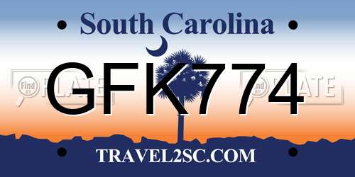 GFK774 South Carolina License Plate