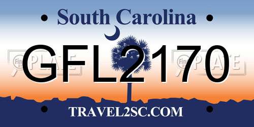 GFL2170 South Carolina License Plate