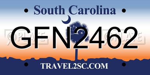 GFN2462 South Carolina License Plate