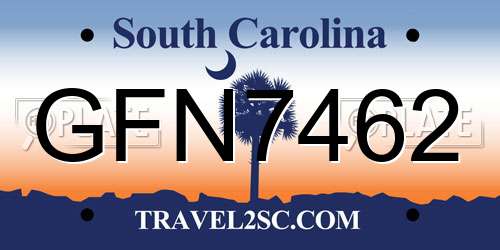 GFN7462 South Carolina License Plate