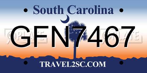GFN7467 South Carolina License Plate