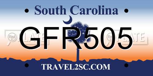 GFR505 South Carolina License Plate