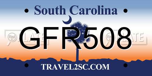 GFR508 South Carolina License Plate