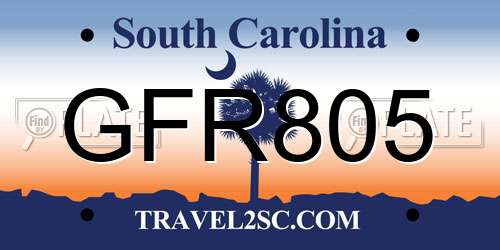 GFR805 South Carolina License Plate