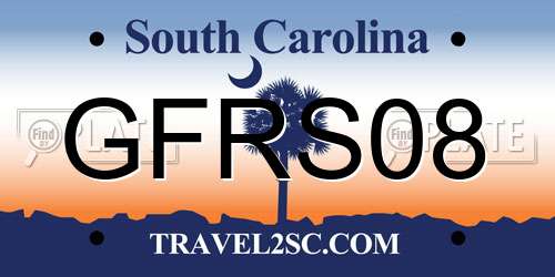 GFRS08 South Carolina License Plate