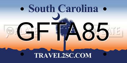 GFTA85 South Carolina License Plate