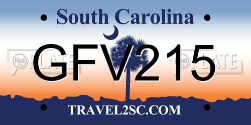 GFV215 South Carolina License Plate