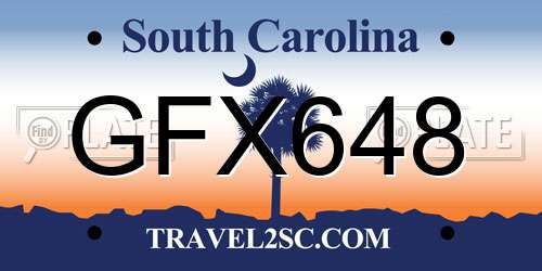 GFX648 South Carolina License Plate