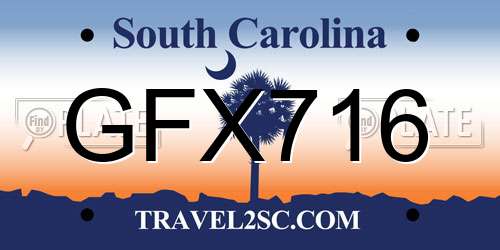 GFX716 South Carolina License Plate