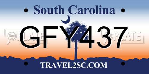 GFY437 South Carolina License Plate