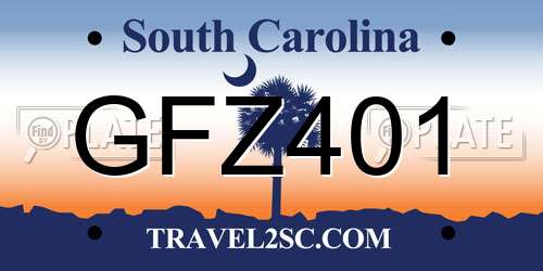 GFZ401 South Carolina License Plate