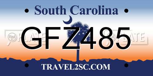 GFZ485 South Carolina License Plate