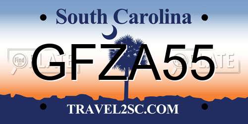 GFZA55 South Carolina License Plate