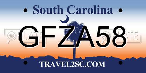 GFZA58 South Carolina License Plate