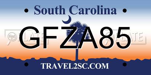 GFZA85 South Carolina License Plate