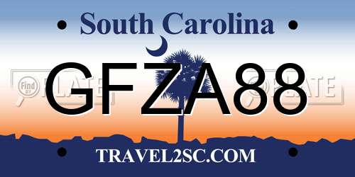 GFZA88 South Carolina License Plate
