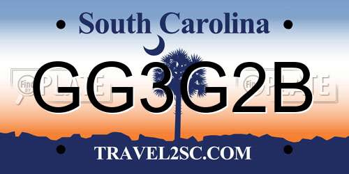 GG3G2B South Carolina License Plate