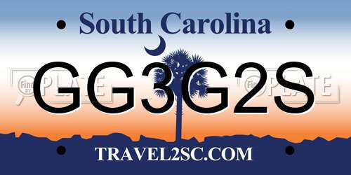 GG3G2S South Carolina License Plate