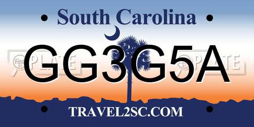 GG3G5A South Carolina License Plate