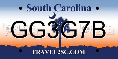GG3G7B South Carolina License Plate