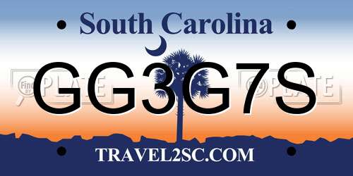 GG3G7S South Carolina License Plate