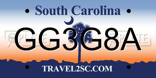 GG3G8A South Carolina License Plate