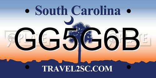 GG5G6B South Carolina License Plate