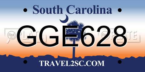 GGE628 South Carolina License Plate