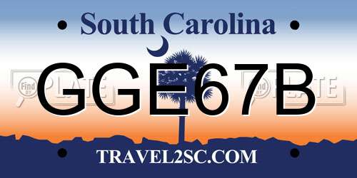 GGE67B South Carolina License Plate