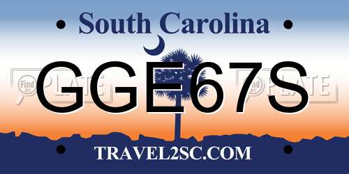 GGE67S South Carolina License Plate