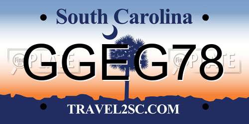 GGEG78 South Carolina License Plate