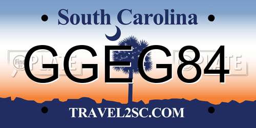 GGEG84 South Carolina License Plate