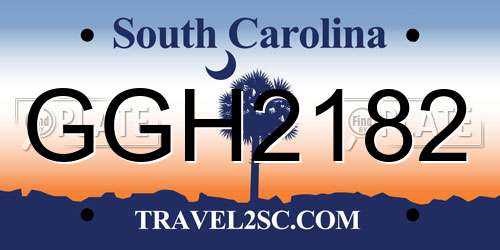 GGH2182 South Carolina License Plate
