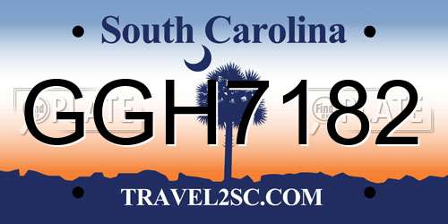 GGH7182 South Carolina License Plate