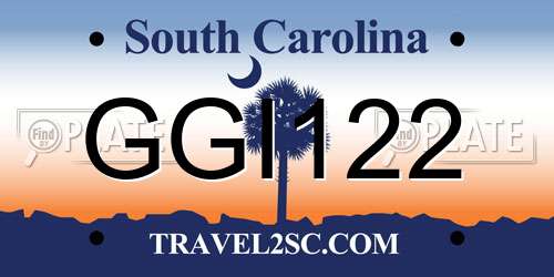GGI122 South Carolina License Plate