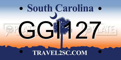 GGI127 South Carolina License Plate