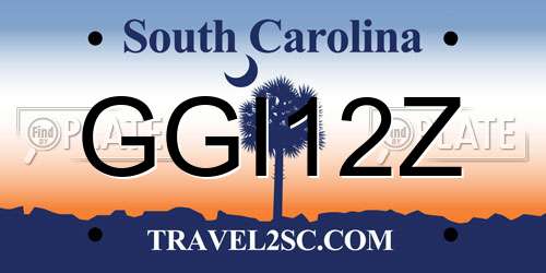 GGI12Z South Carolina License Plate