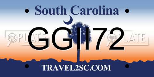 GGII72 South Carolina License Plate