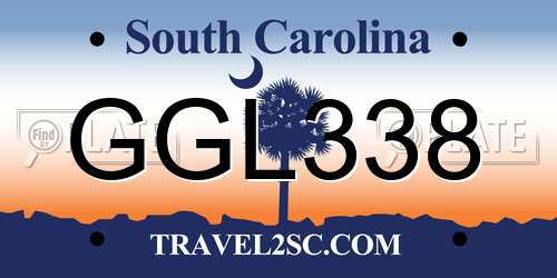 GGL338 South Carolina License Plate