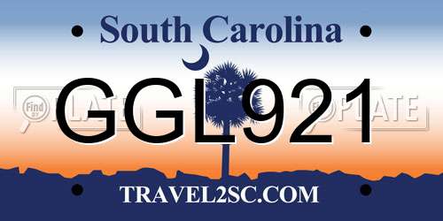 GGL921 South Carolina License Plate