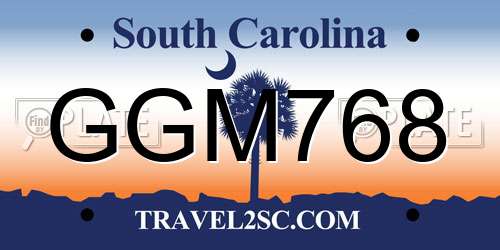 GGM768 South Carolina License Plate