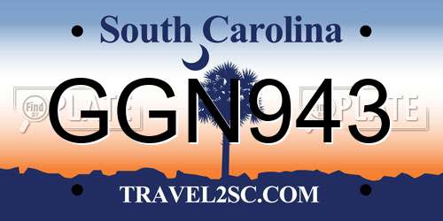 GGN943 South Carolina License Plate