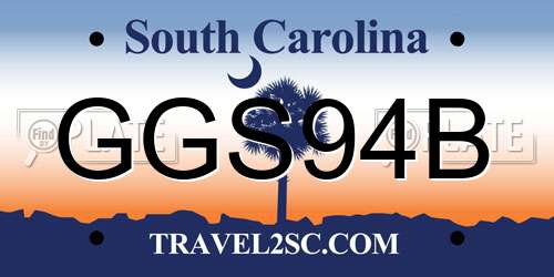 GGS94B South Carolina License Plate