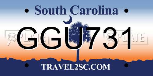 GGU731 South Carolina License Plate