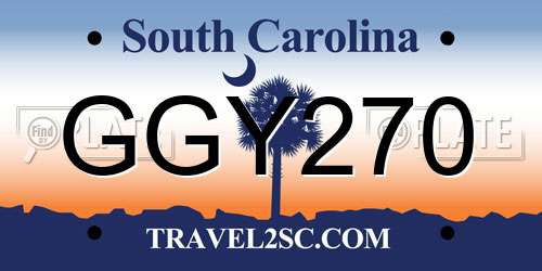 GGY270 South Carolina License Plate