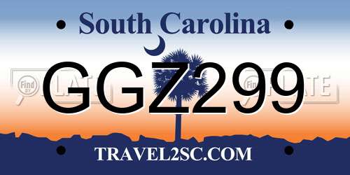 GGZ299 South Carolina License Plate